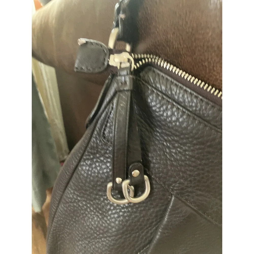 COLE HAAN Brown Pleated Pebbled Leather Hobo Large Shoulder‎ Tote Shopper Bag